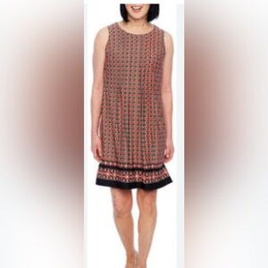Perceptions New York Multicolor Sleeveless Pleated A-Line Dress
